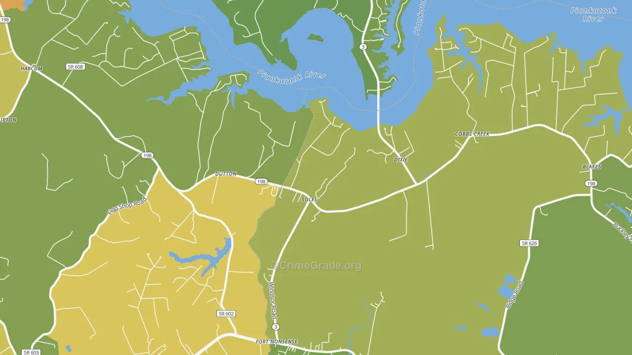 Dutton, VA Map of Vehicle Theft Rates