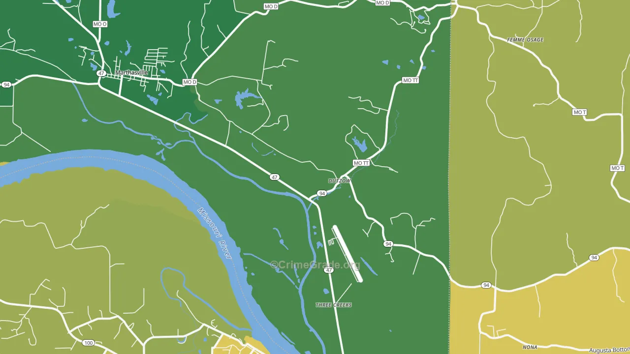 Dutzow, MO Map of Vehicle Theft Rates