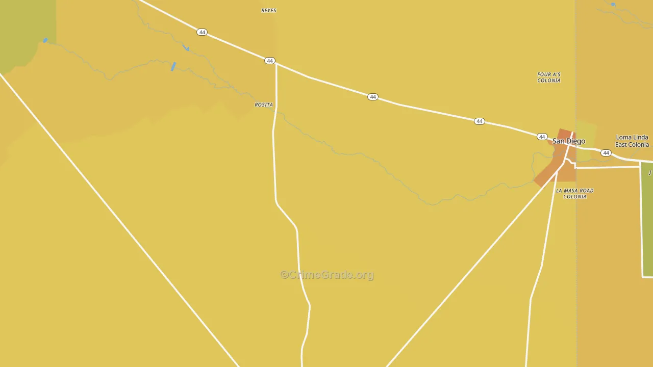 Duval County, TX Map of Vehicle Theft Rates