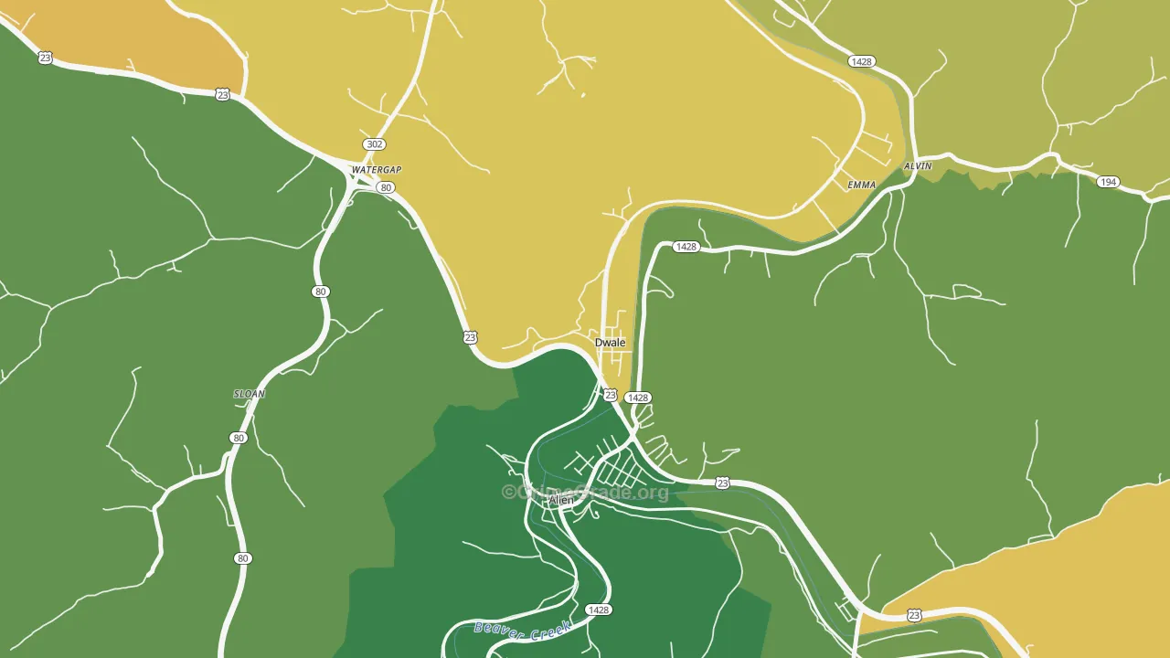 Dwale, KY Map of Vehicle Theft Rates