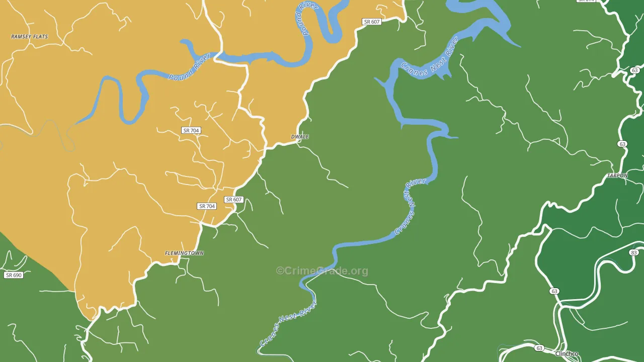 Dwale, VA Map of Vehicle Theft Rates