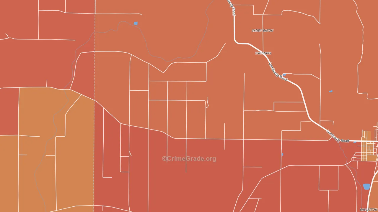 Dwiggins, MS Map of Vehicle Theft Rates