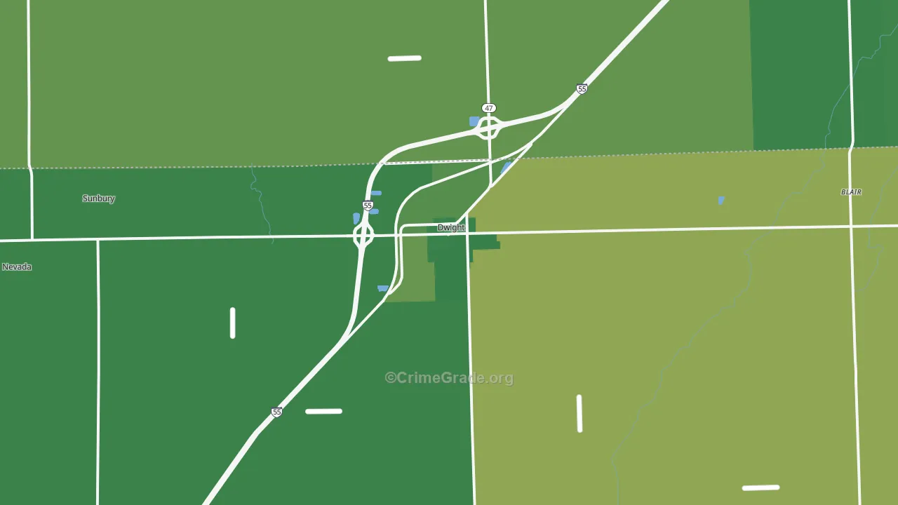 Dwight, IL Map of Vehicle Theft Rates