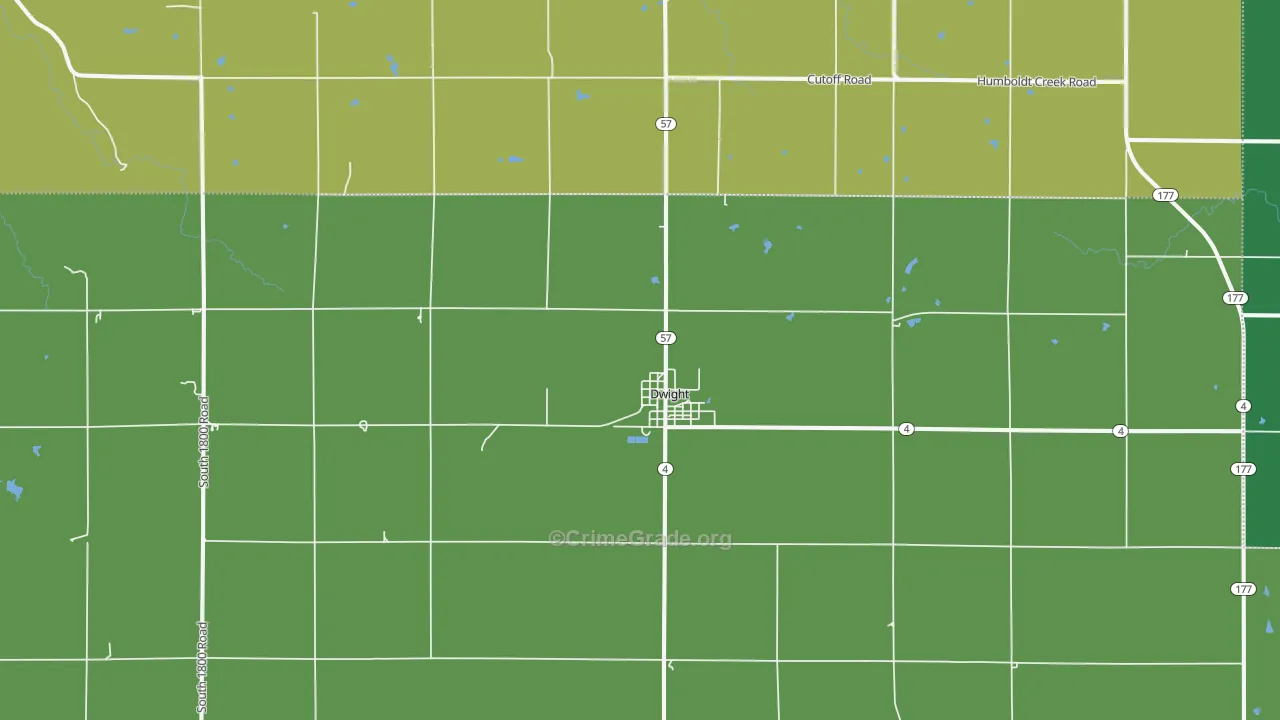 Dwight, KS Map of Vehicle Theft Rates