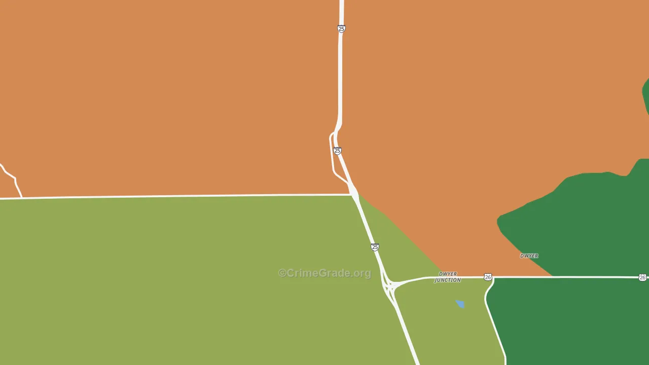 Dwyer, WY Map of Vehicle Theft Rates