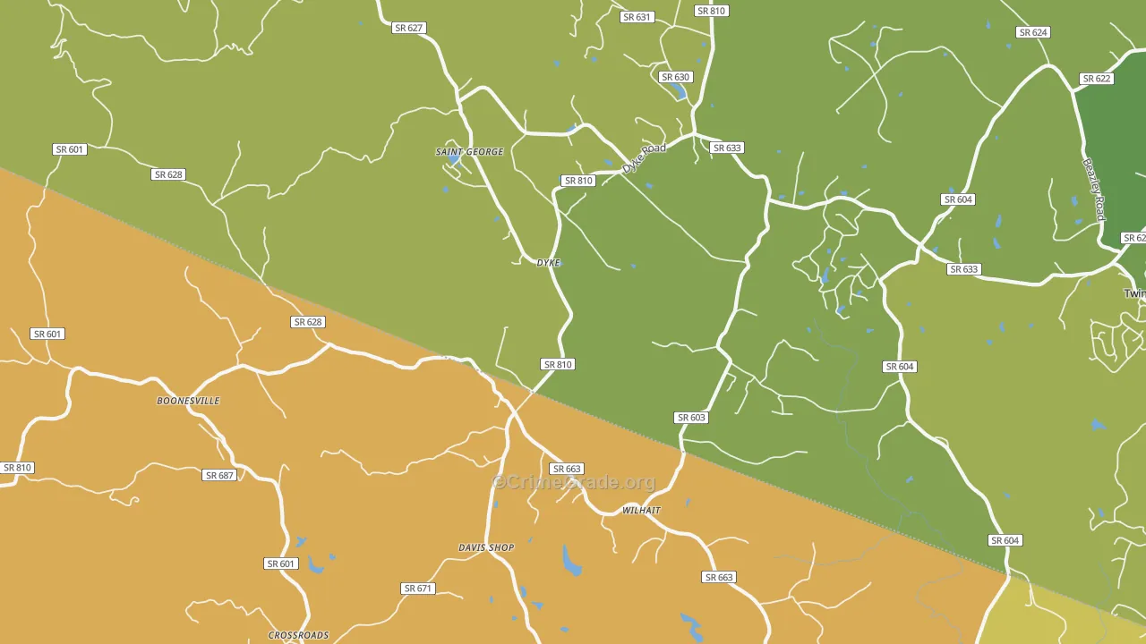 Dyke, VA Map of Vehicle Theft Rates