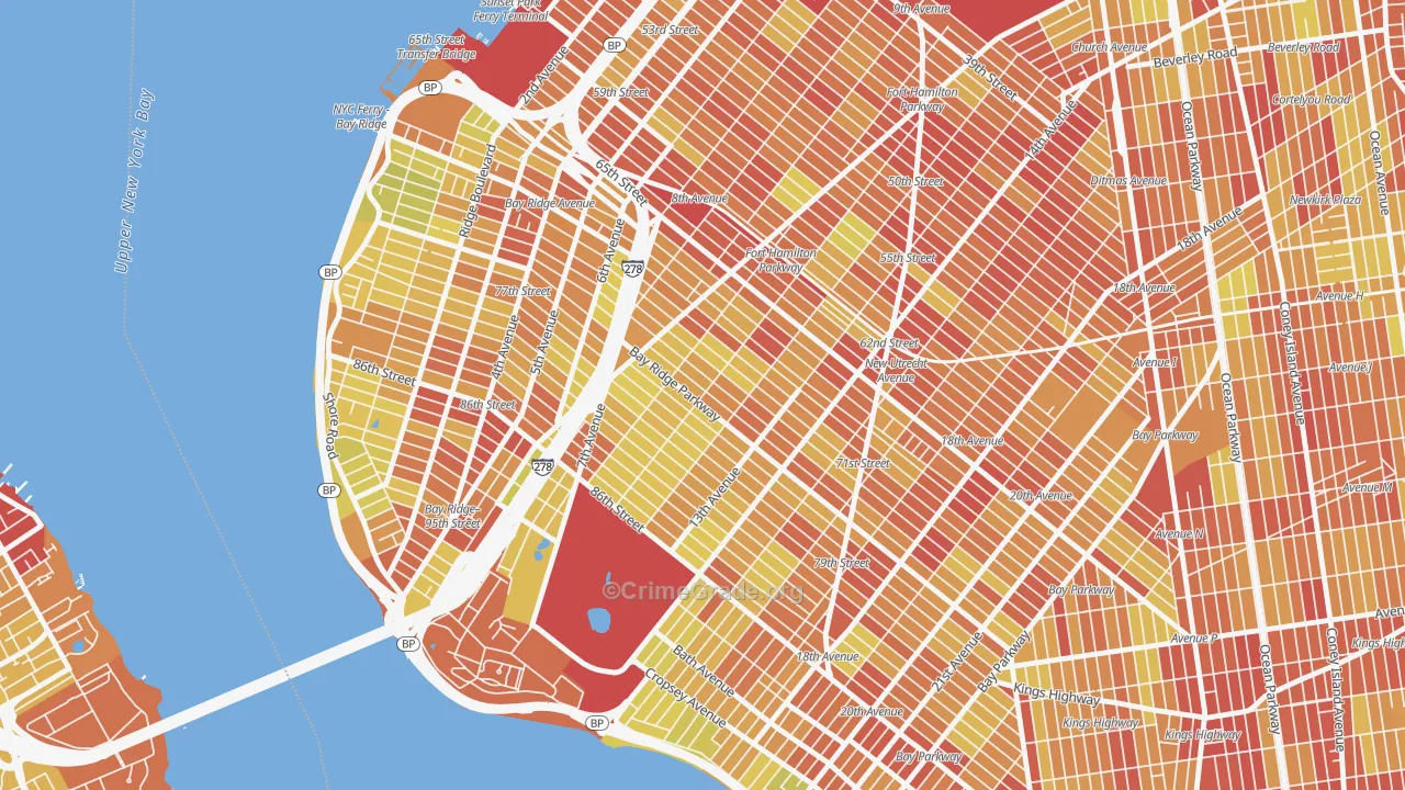 Dyker Heights, Brooklyn, NY Map of Vehicle Theft Rates
