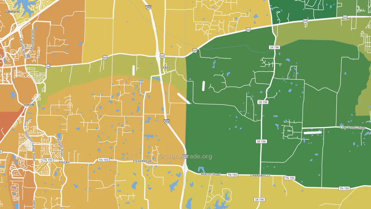 Eads, TN Map of Vehicle Theft Rates