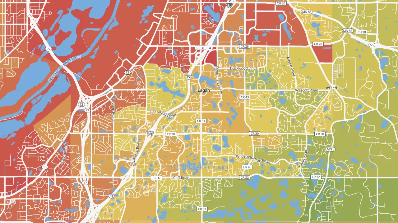Eagan, MN Map of Vehicle Theft Rates