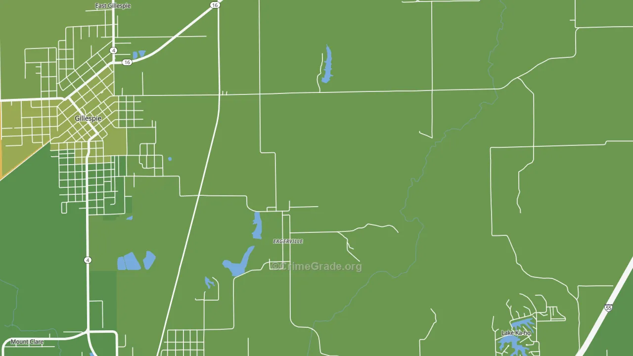 Eagarville, IL Map of Vehicle Theft Rates