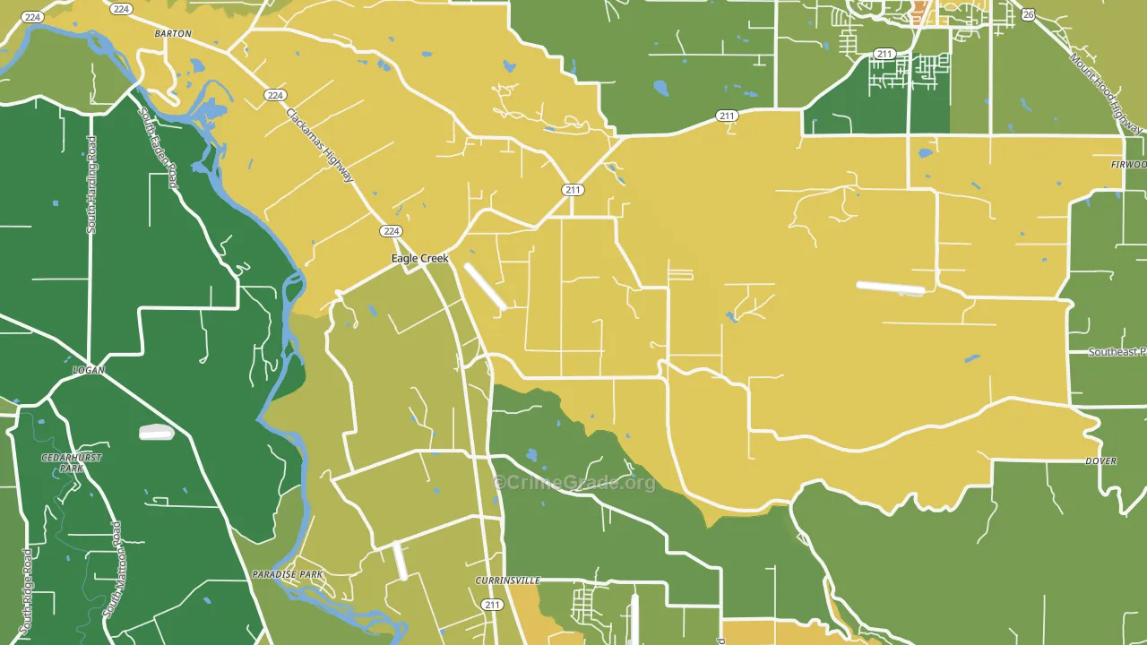 Eagle Creek, OR Map of Vehicle Theft Rates