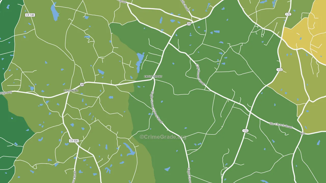 Eagle Grove, GA Map of Vehicle Theft Rates