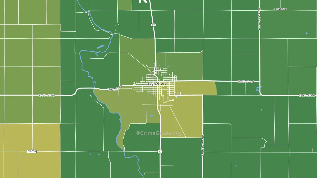 Eagle Grove, IA Map of Vehicle Theft Rates