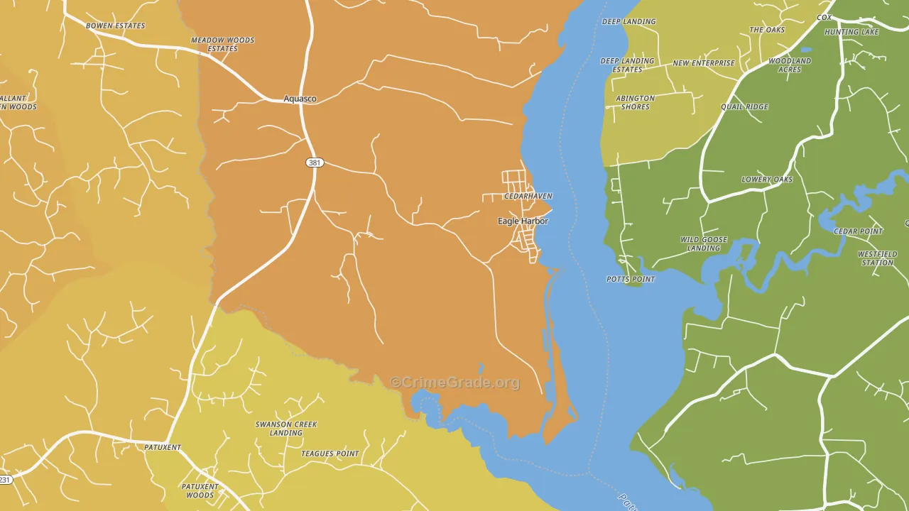 Eagle Harbor, MD Map of Vehicle Theft Rates