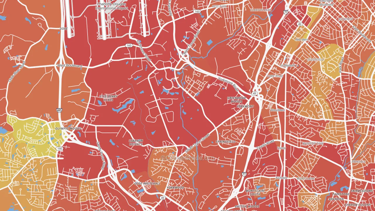 Eagle Lake, Charlotte, NC Map of Vehicle Theft Rates