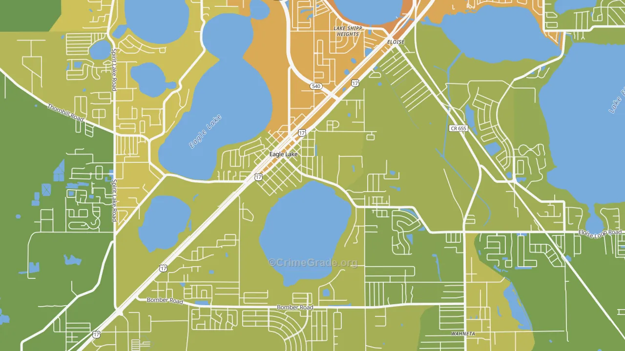 Eagle Lake, FL Map of Vehicle Theft Rates