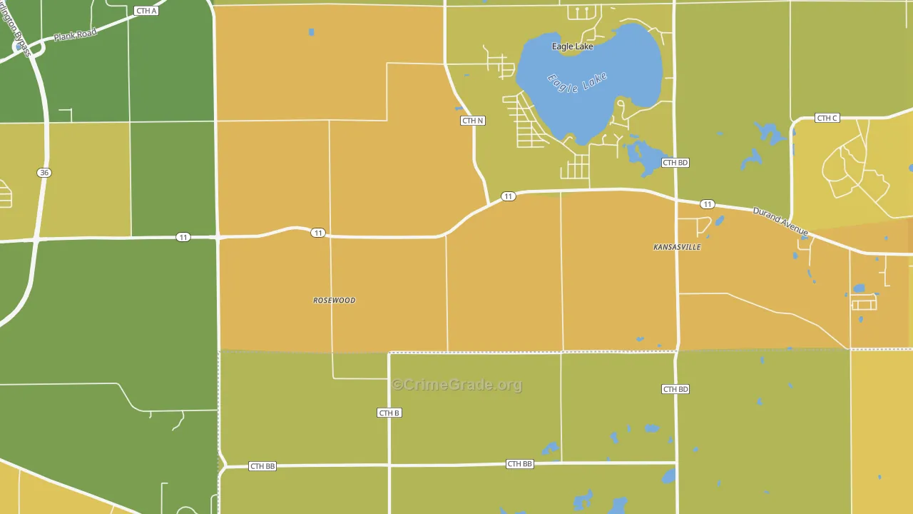 Eagle Lake Manor, WI Map of Vehicle Theft Rates