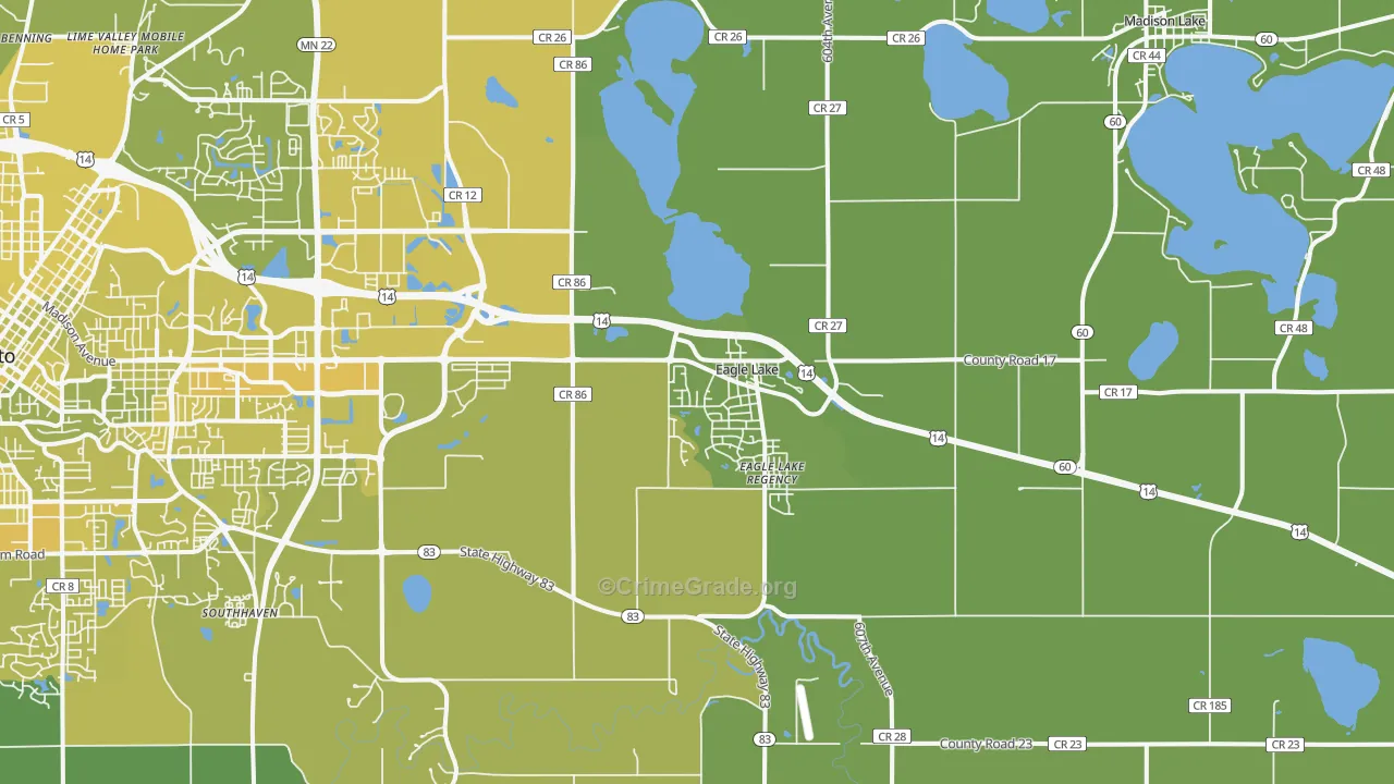 Eagle Lake, MN Map of Vehicle Theft Rates