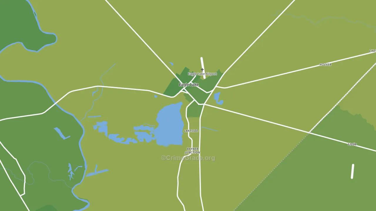 Eagle Lake, TX Map of Vehicle Theft Rates