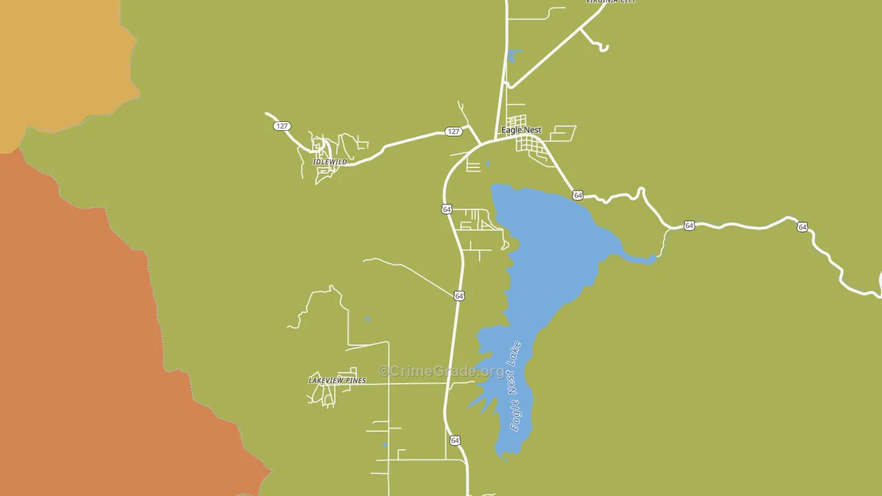 Eagle Nest, NM Map of Vehicle Theft Rates