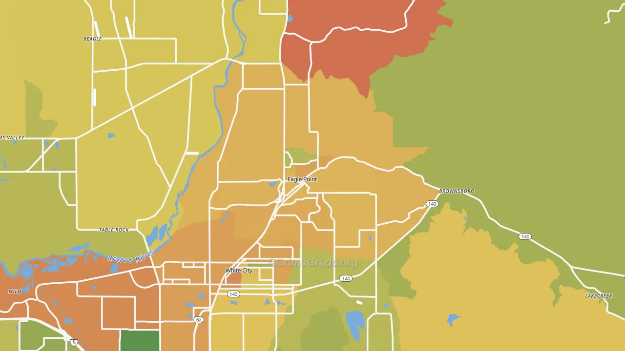 Eagle Point, OR Map of Vehicle Theft Rates