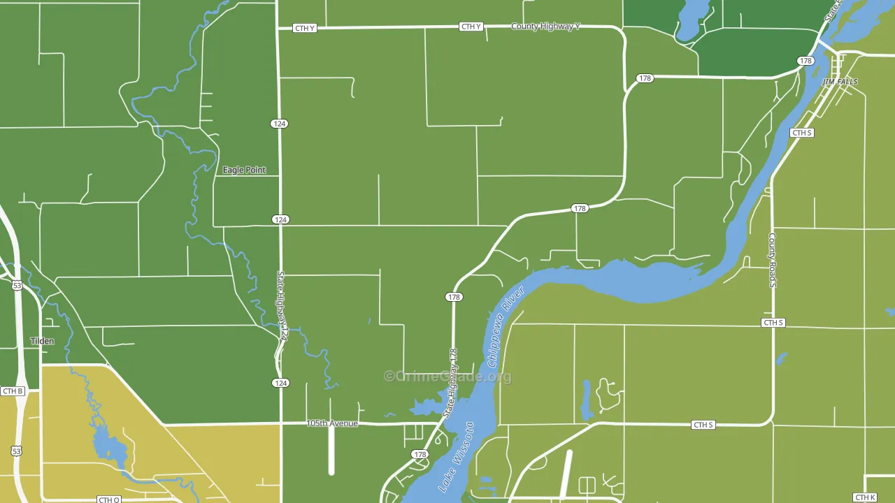 Eagle Point, WI Map of Vehicle Theft Rates