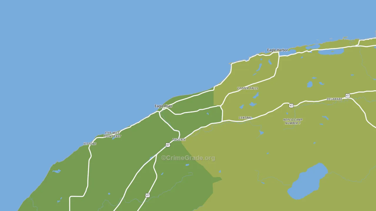 Eagle River, MI Map of Vehicle Theft Rates