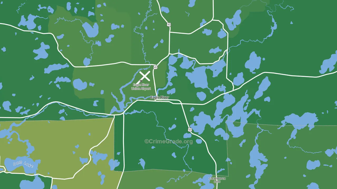 Eagle River, WI Map of Vehicle Theft Rates