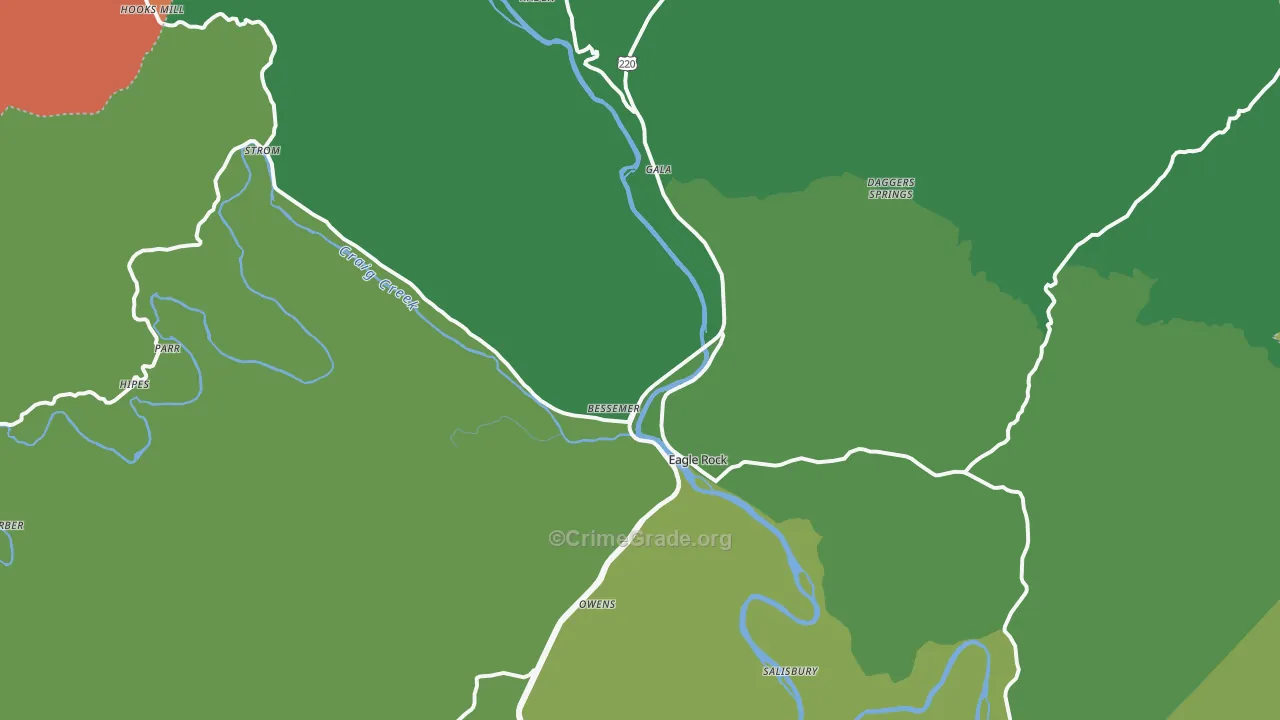 Eagle Rock, VA Map of Vehicle Theft Rates
