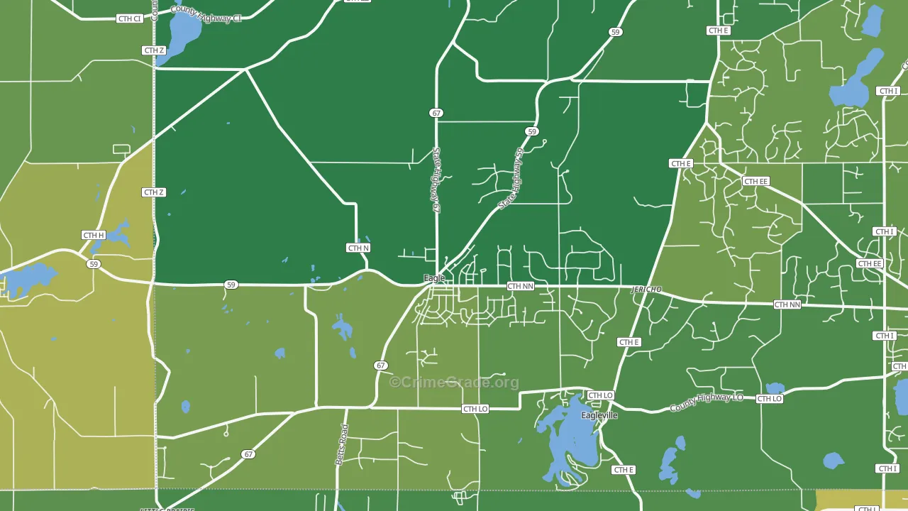 Eagle, WI Map of Vehicle Theft Rates