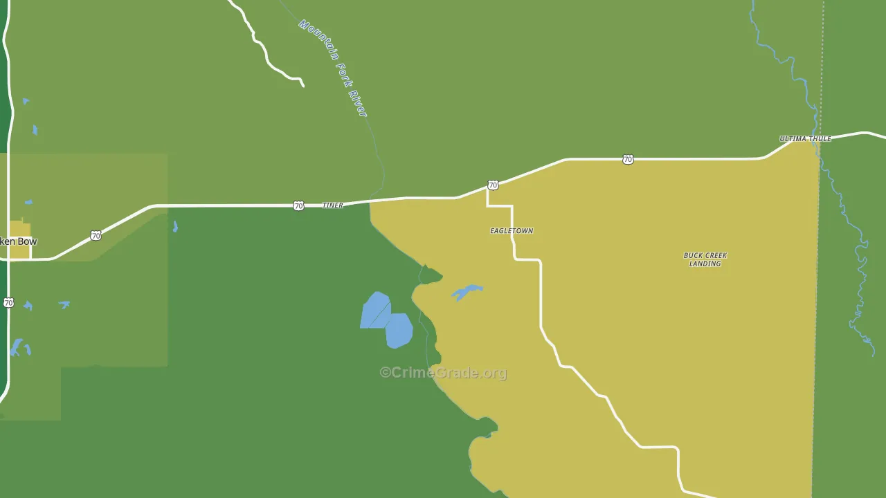 Eagletown, OK Map of Vehicle Theft Rates