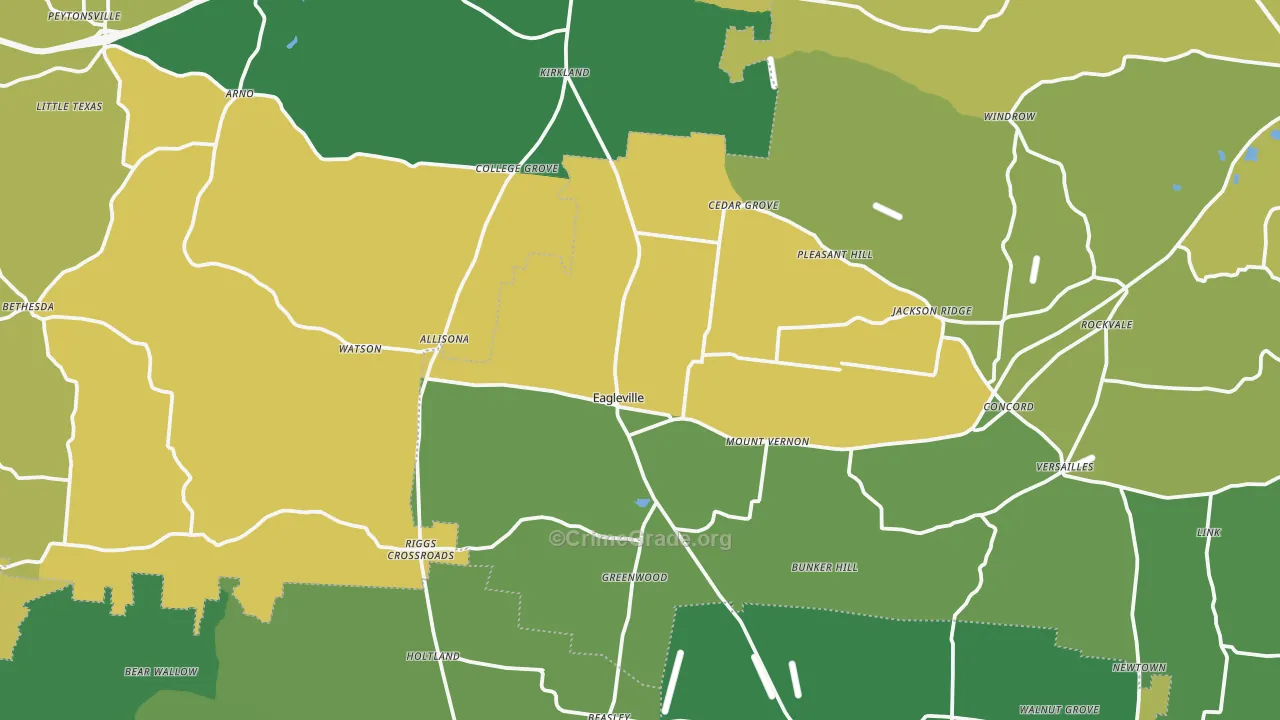 Eagleville, TN Map of Vehicle Theft Rates