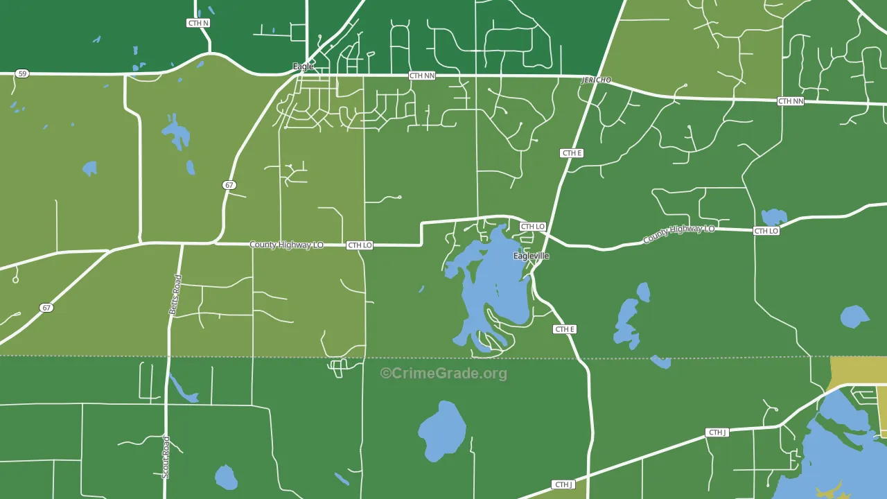 Eagleville, WI Map of Vehicle Theft Rates
