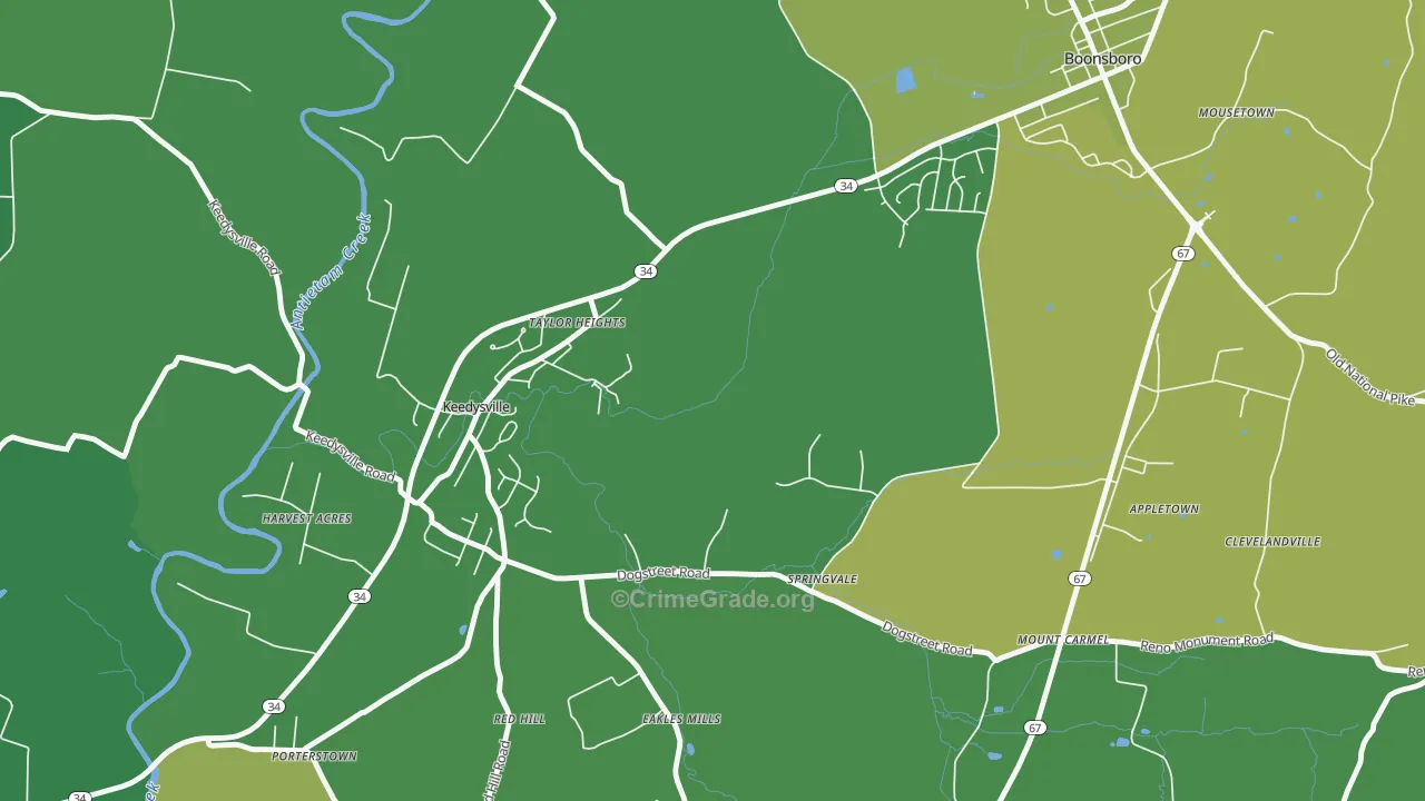 Eakles Mill, MD Map of Vehicle Theft Rates