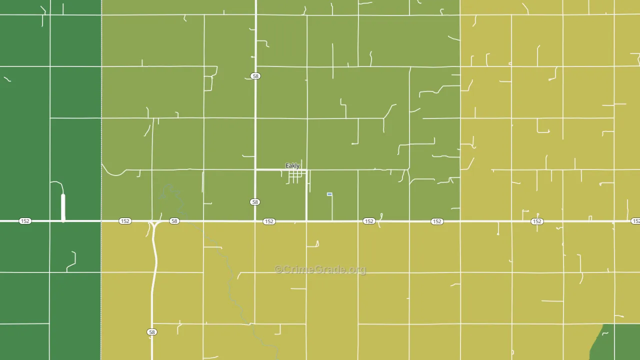 Eakly, OK Map of Vehicle Theft Rates