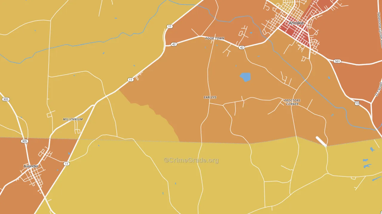 Earley, NC Map of Vehicle Theft Rates