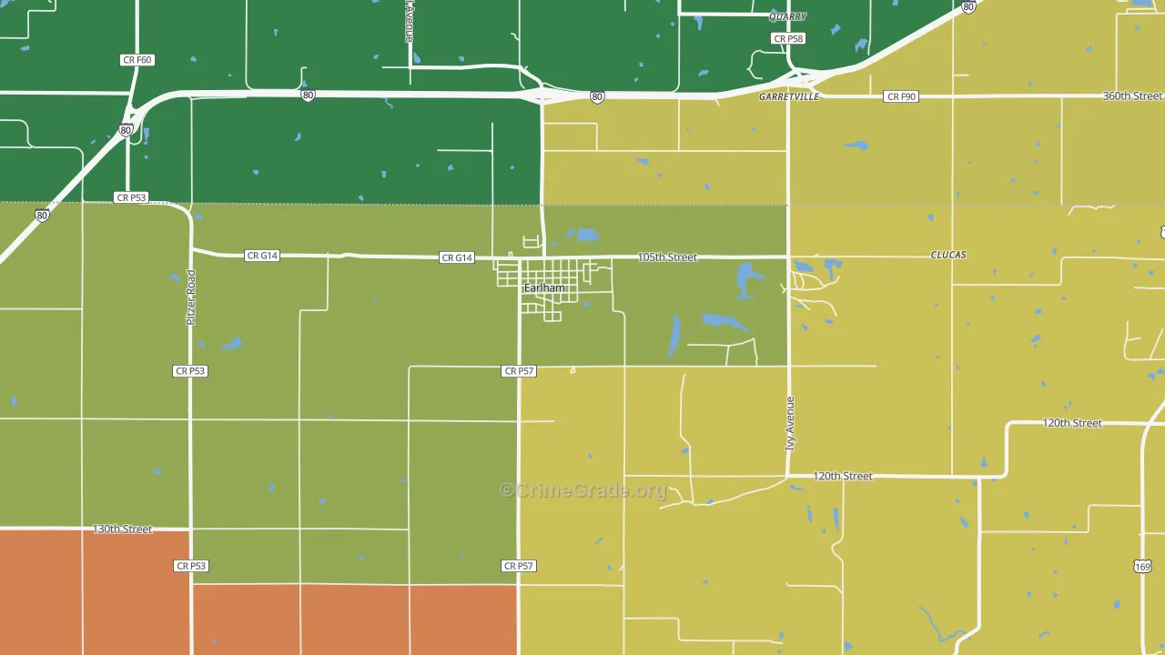 Earlham, IA Map of Vehicle Theft Rates