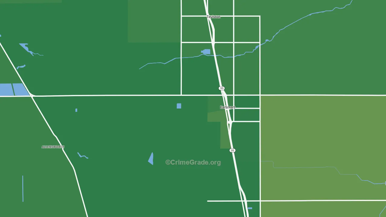 Earlimart, CA Map of Vehicle Theft Rates