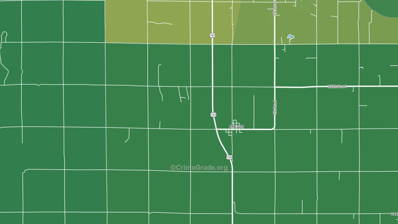 Earlton, KS Map of Vehicle Theft Rates