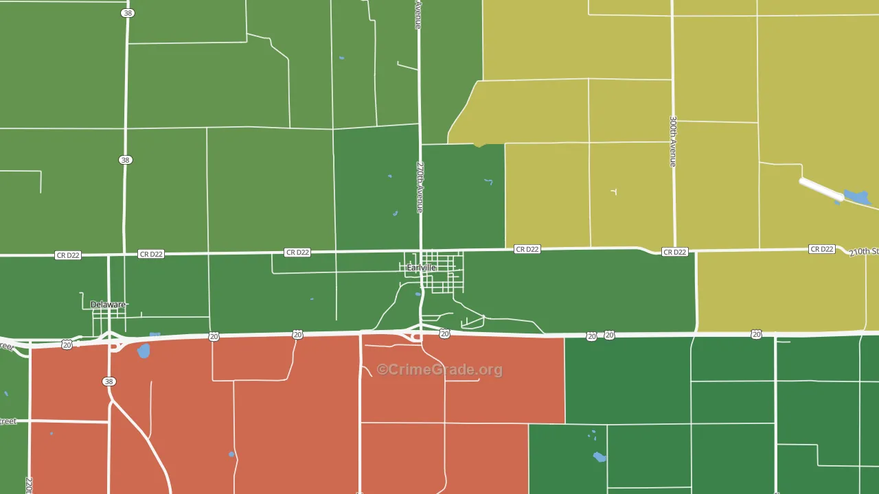 Earlville, IA Map of Vehicle Theft Rates