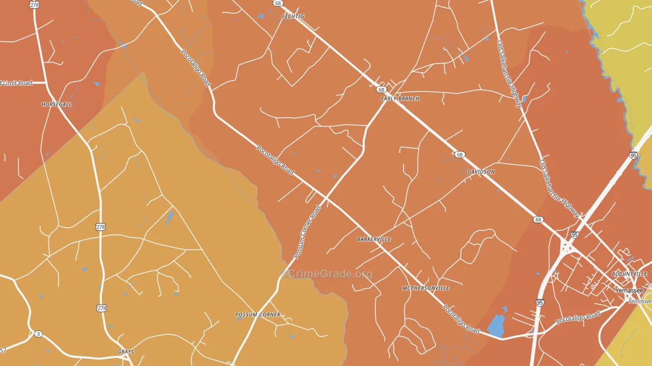 Early Branch, SC Map of Vehicle Theft Rates