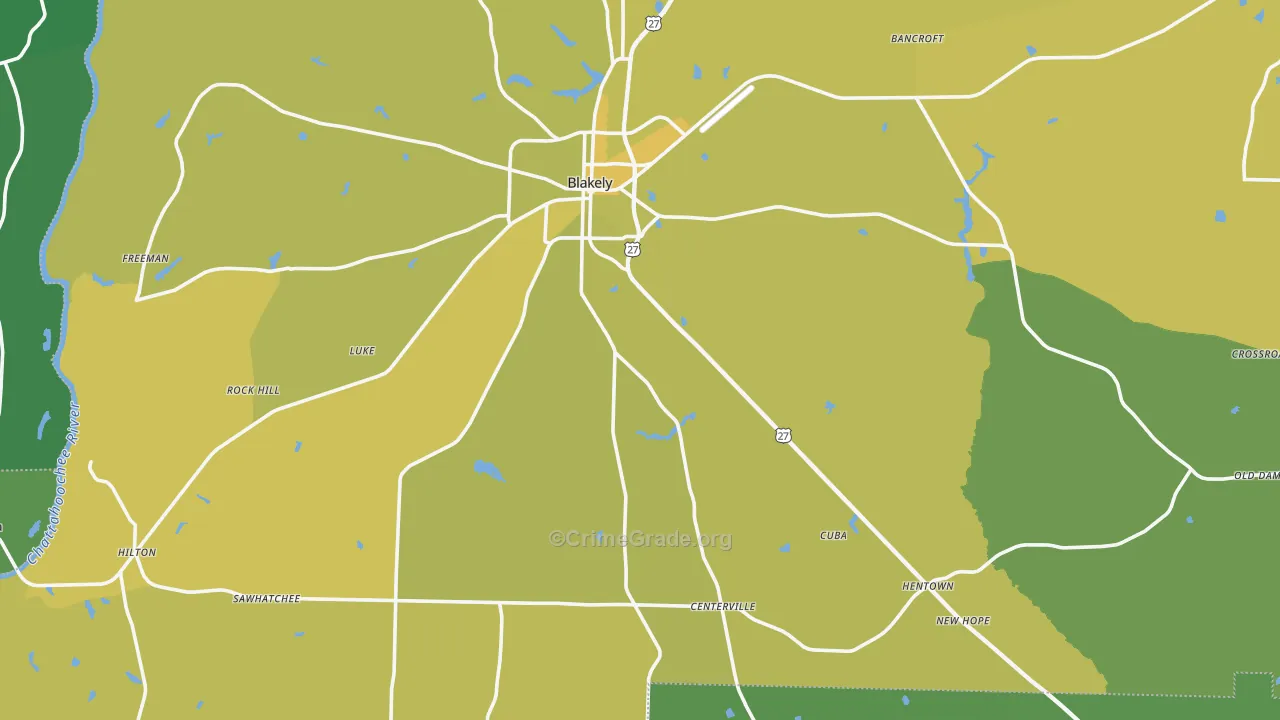 Early County, GA Map of Vehicle Theft Rates