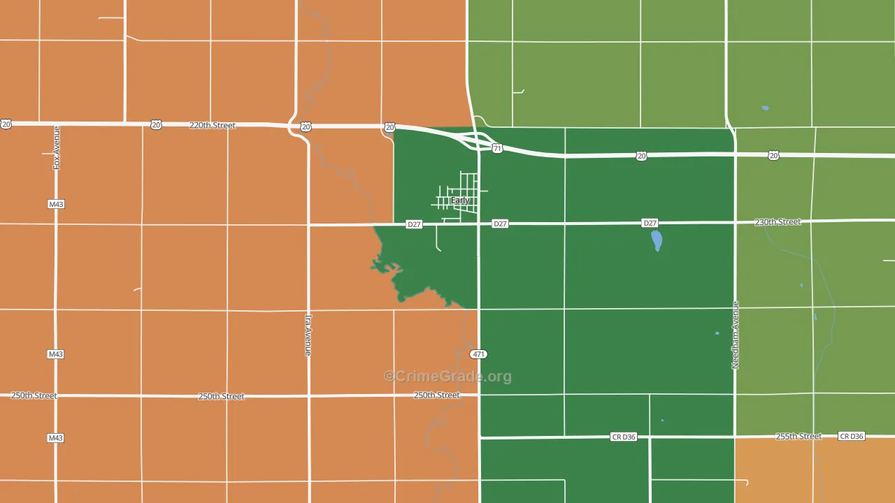 Early, IA Map of Vehicle Theft Rates
