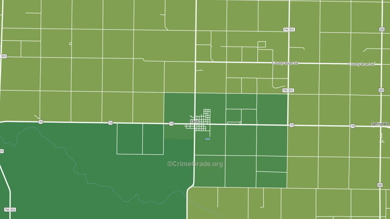 Earth, TX Map of Vehicle Theft Rates