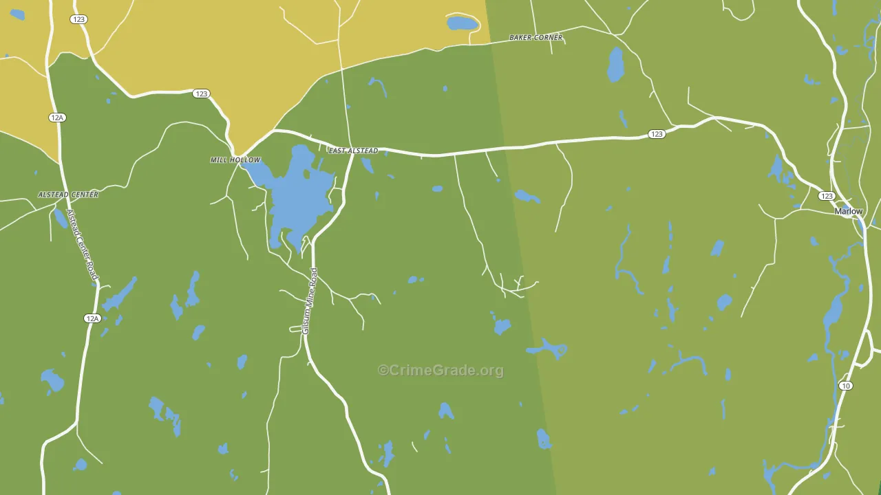 East Alstead, NH Map of Vehicle Theft Rates