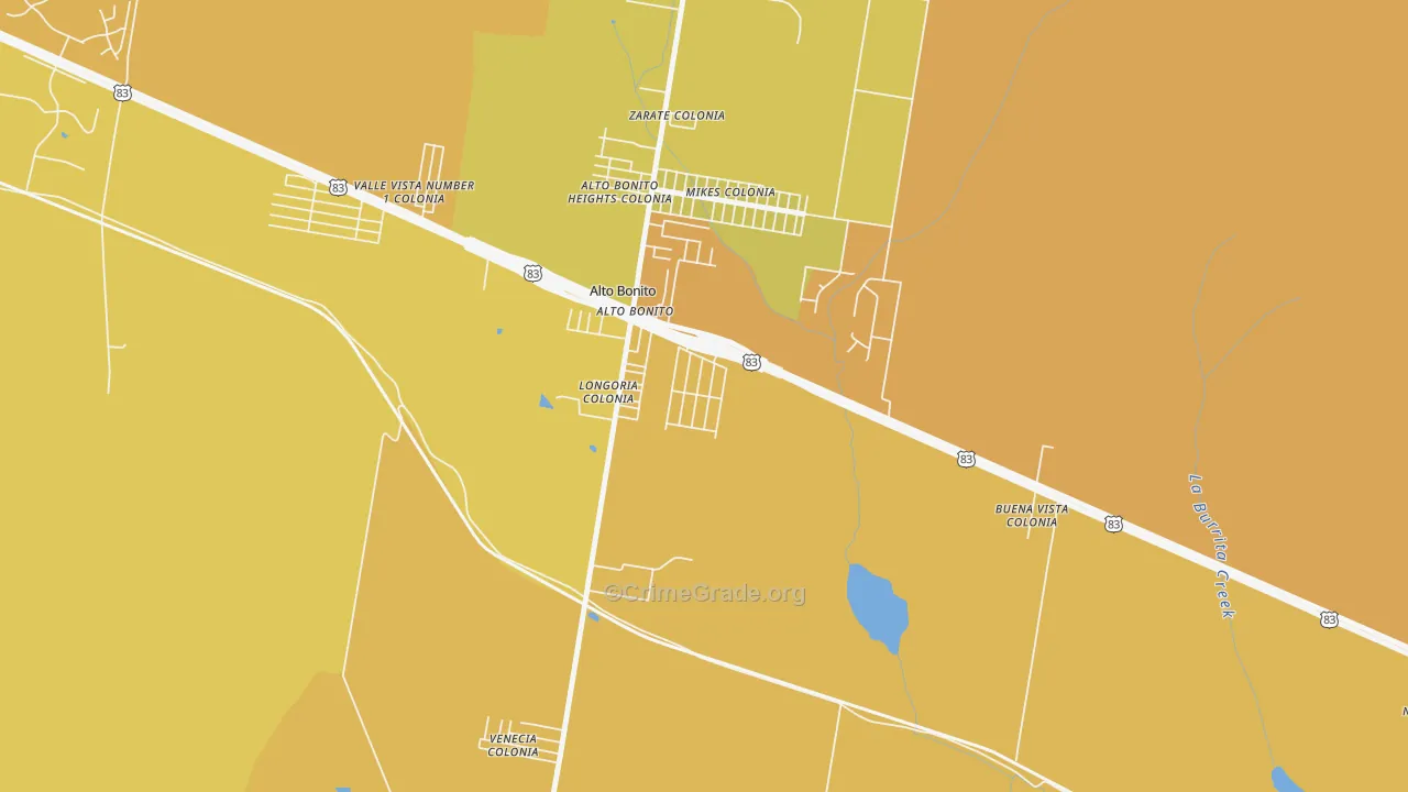 East Alto Bonito, TX Map of Vehicle Theft Rates