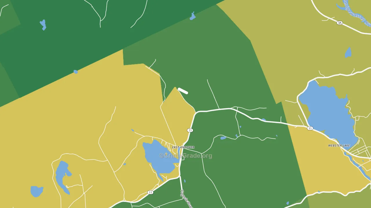 East Andover, NH Map of Vehicle Theft Rates