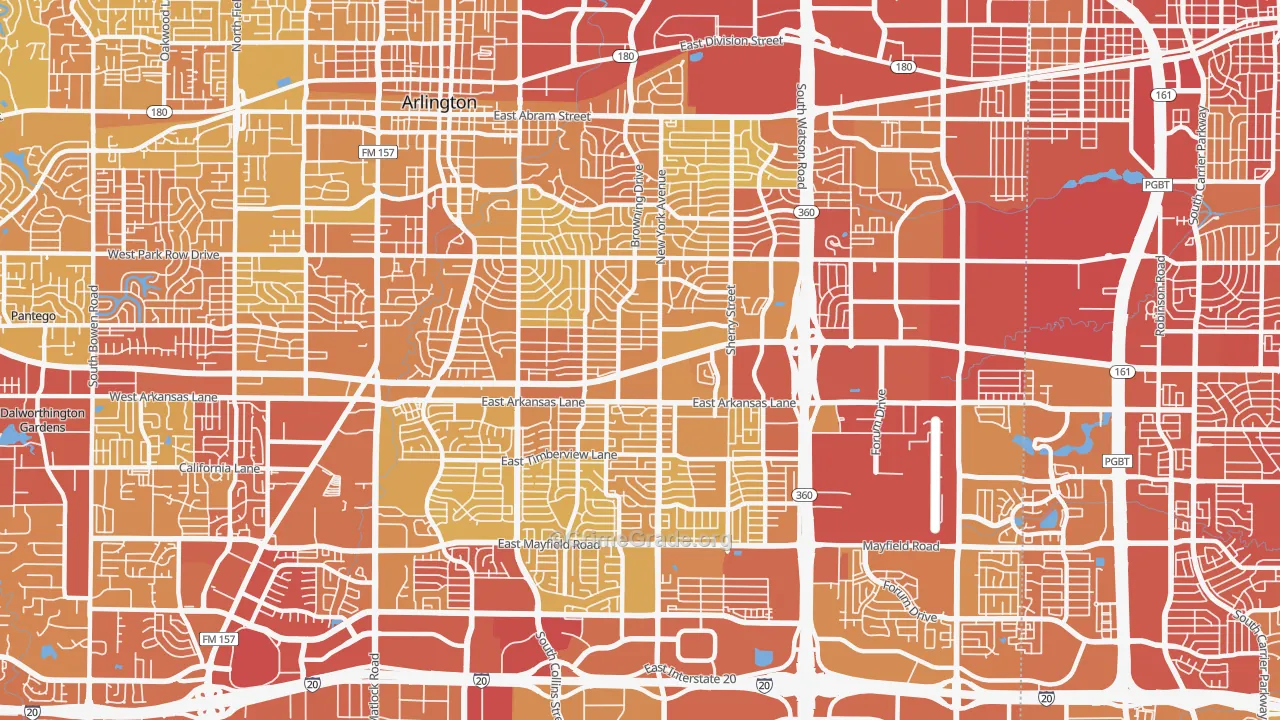 East Arlington, Arlington, TX Map of Vehicle Theft Rates