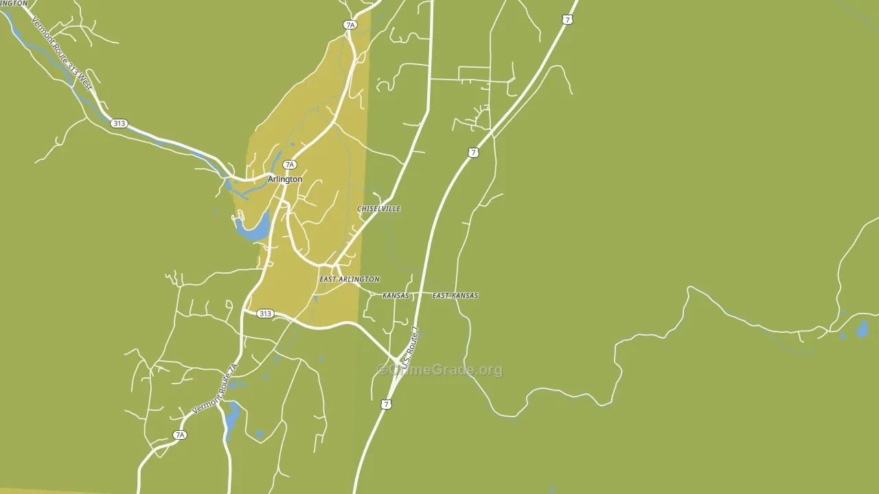 East Arlington, VT Map of Vehicle Theft Rates