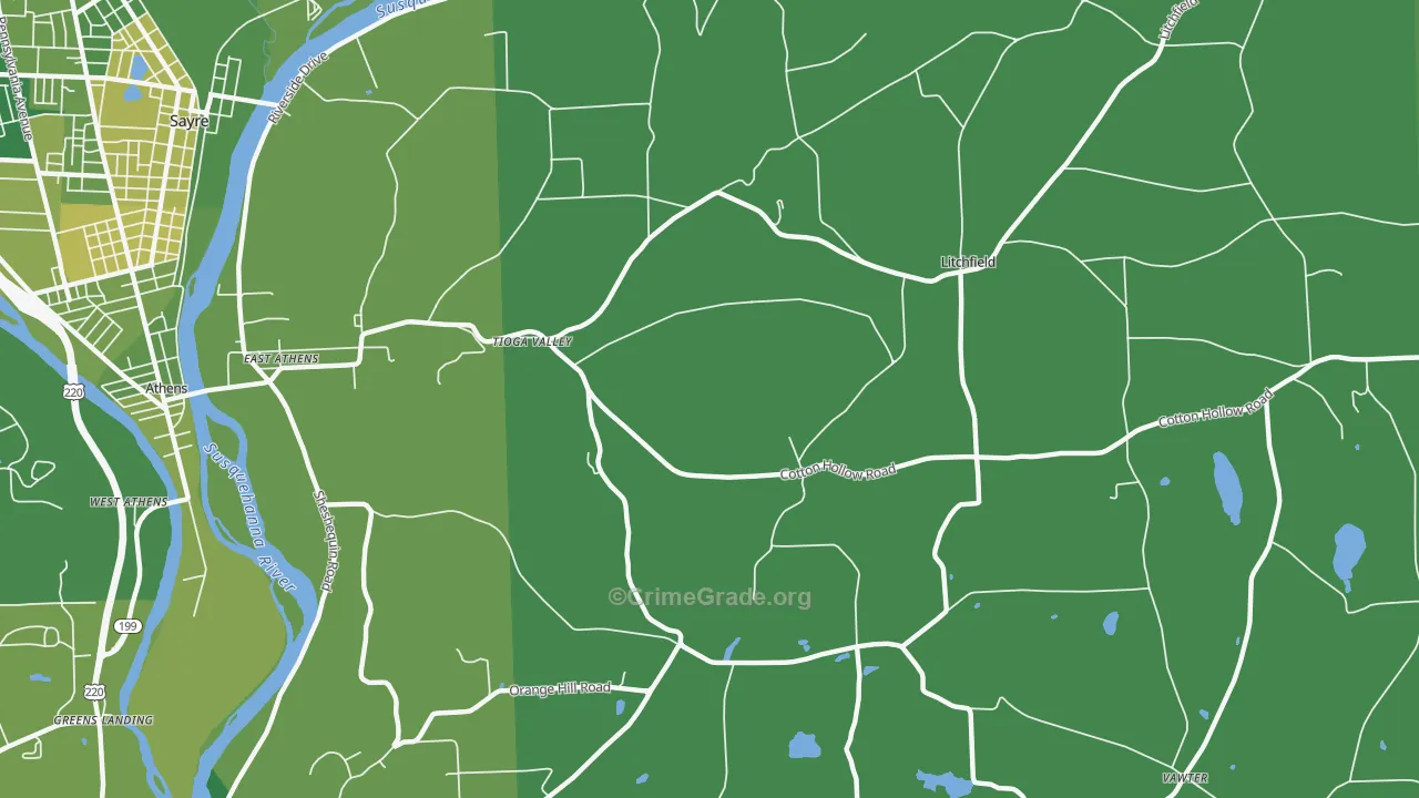 East Athens, PA Map of Vehicle Theft Rates